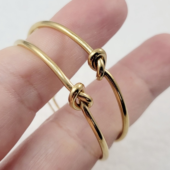 Yellow Gold Knot Hoops - Picture 3 of 7